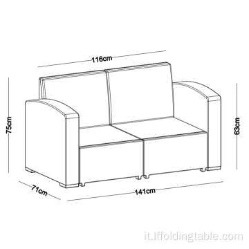Set di divani per esterni a 4 posti in PP